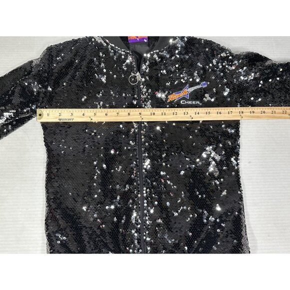 Rock Cheer Womens S Sequin Bomber Jacket Sparkle Zip Front Long Sleeve Dance - Picture 7 of 8